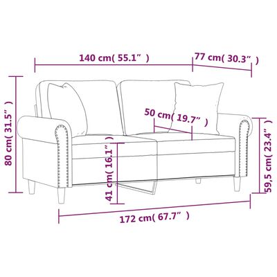 vidaXL 2-miestna pohovka s vankúšmi hnedá 140 cm zamat