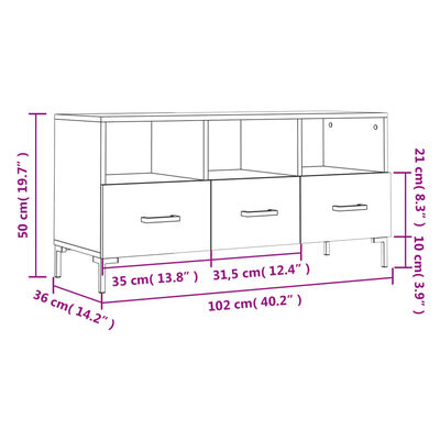 vidaXL TV skrinka lesklá biela 102x36x50 cm spracované drevo