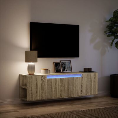 vidaXL TV nástenná skrinka s LED svetlami dub sonoma 135x31x39,5 cm