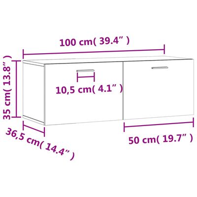 vidaXL Nástenná skrinka lesklá biela 100x36,5x35 cm kompozitné drevo
