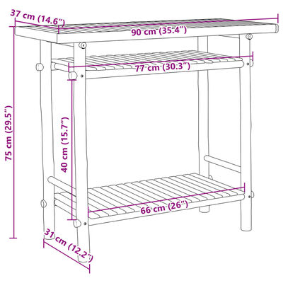 vidaXL Konzolový stolík 90x37x75 cm bambus