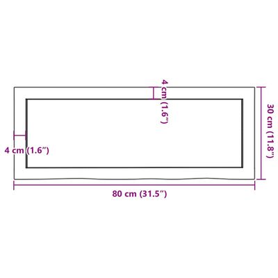 vidaXL Nástenná polica tmavohnedá 80x30x(2-4) cm ošetrený dubový masív