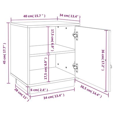 vidaXL Nočný stolík biely 40x34x45 cm masívne borovicové drevo