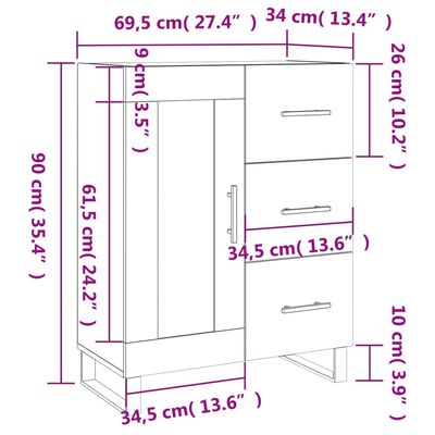 vidaXL Komoda čierna 69,5x34x90 cm kompozitné drevo