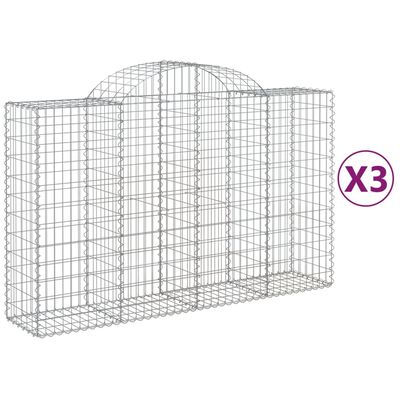 vidaXL Oblúkové gabionové koše 3 ks 200x50x120/140 cm pozink. železo