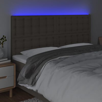 vidaXL Čelo postele s LED sivohnedé 160x5x118/128 cm látka