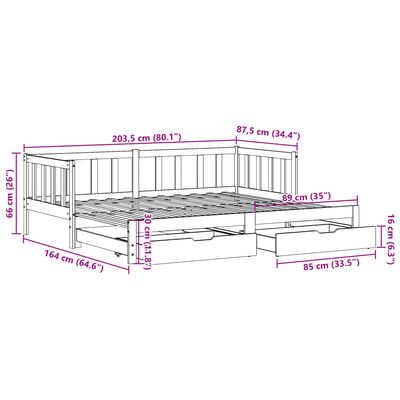 vidaXL Vysúvacia denná posteľ zásuvky biela 80x200 cm masívna borovica