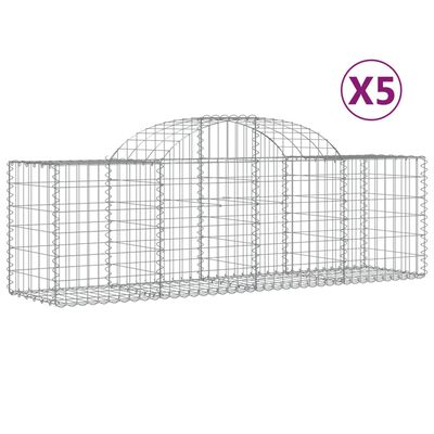 vidaXL Oblúkový gabionový kôš 5 ks 200x50x60/80 cm pozinkované železo