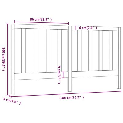 vidaXL Čelo postele čierne 186x4x100 cm masívna borovica