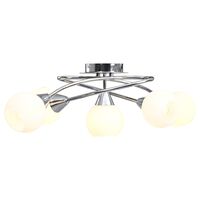 vidaXL Stropná lampa+keramické tienidlá na 5 žiaroviek E14, biela guľa