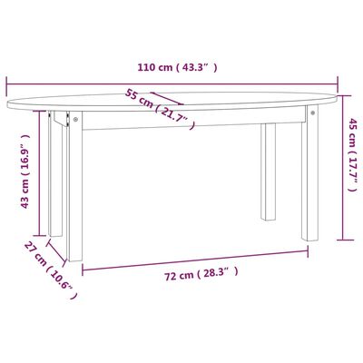 vidaXL Konferenčný stolík medovo-hnedý 110x55x45 cm borovicový masív