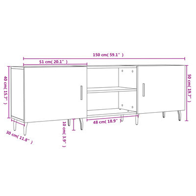 vidaXL TV skrinka biela 150x30x50 cm kompozitné drevo