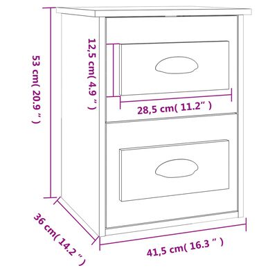 vidaXL Nástenné nočné stolíky 2 ks betónovosivé 41,5x36x53 cm