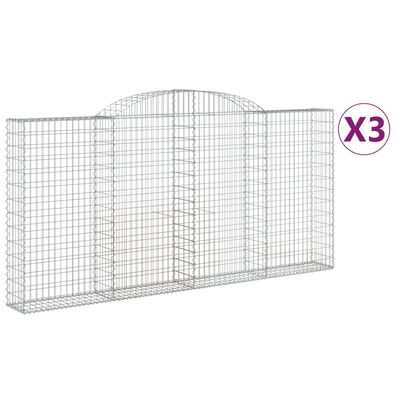 vidaXL Oblúkové gabionové koše 3 ks 300x30x140/160 cm pozink. železo