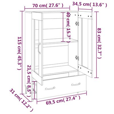 vidaXL Vysoká skrinka hnedý dub 70x31x115 cm spracované drevo