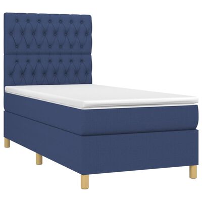 vidaXL Posteľný rám boxspring s matracom modrý 90x190 cm látka