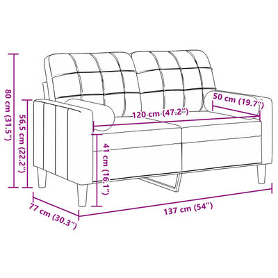 vidaXL 2-miestna pohovka s vankúšmi svetlosivá 120 cm zamat