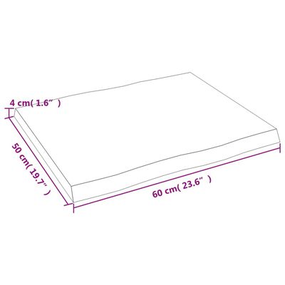 vidaXL Stolová doska tmavohnedá 60x50x(2-4)cm ošetrený masív hrany