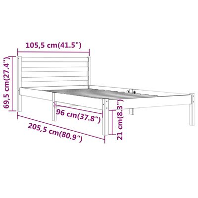 vidaXL Posteľný rám borovicový masív 100x200 cm