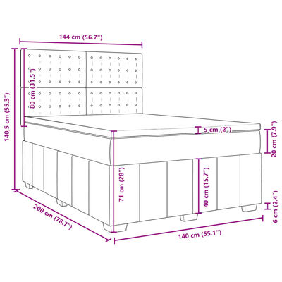 vidaXL Boxspring posteľ s matracom tmavosivá 140x200 cm látka