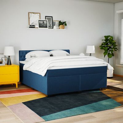 vidaXL Posteľný rám boxspring s matracom modrý 180x200 cm látka