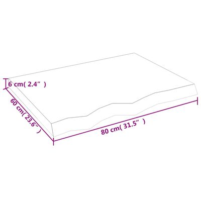 vidaXL Kúpeľňová doska bledohnedá 80x60x(2-6) cm ošetrený masív