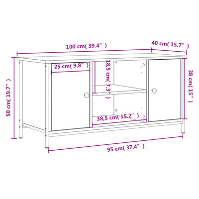 vidaXL TV skrinka hnedý dub 100x40x50 cm spracované drevo