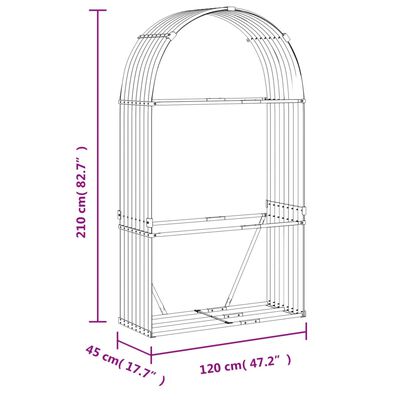 vidaXL Držiak na polená bledohnedý 120x45x210 cm pozinkovaná oceľ