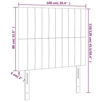 vidaXL Čelá postele 2 ks bledosivé 100x5x78/88 cm zamat