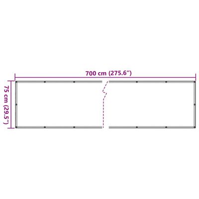 vidaXL Balkónová zástena, sivá 700x75 cm, PVC