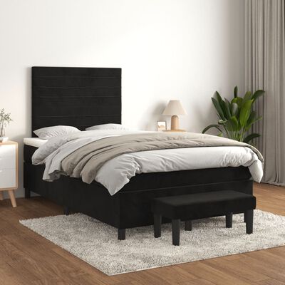 vidaXL Boxspring posteľ s matracom čierna 120x190 cm zamat