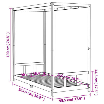 vidaXL Rám detskej postele biely 90x200 cm masívna borovica