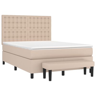 vidaXL Boxspring posteľ s matracom kapučínová 140x190 cm umelá koža