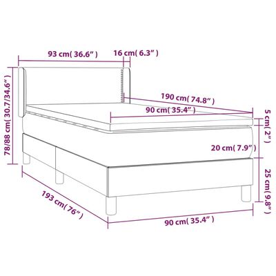 vidaXL Boxspring posteľ s matracom tmavosivá 90x190 cm látka