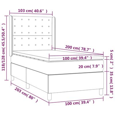 vidaXL Posteľ boxsping s matracom a LED čierna 100x200 cm zamat