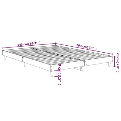 vidaXL Posteľný rám biely 140x190 cm kompozitné drevo