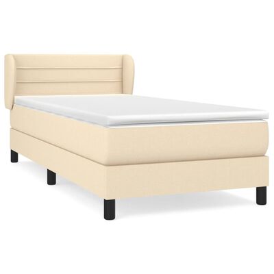 vidaXL Posteľný rám boxspring s matracom krémový 90x190 cm látka