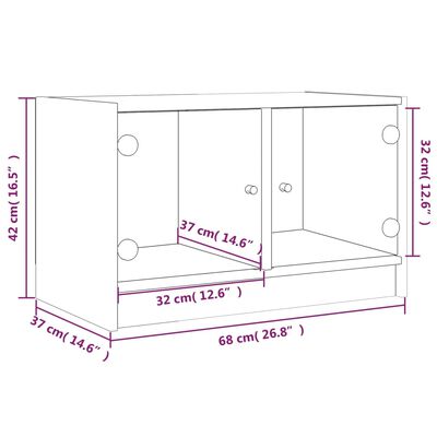 vidaXL TV skrinka so sklenenými dvierkami hnedý dub 68x37x42 cm