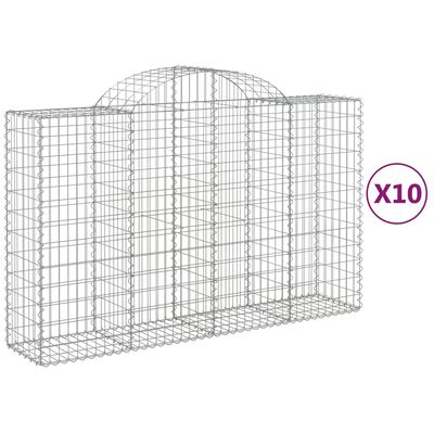 vidaXL Oblúkové gabionové koše 10 ks 200x50x120/140 cm pozink. železo