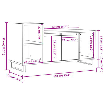 vidaXL TV skrinka lesklá biela 100x35x55 cm spracované drevo