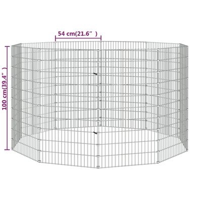 vidaXL Voľný výbeh pre zvieratá 10 panelov 54x100cm pozinkované železo