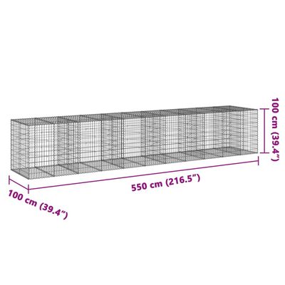 vidaXL Gabiónový kôš s krytom 550x100x100 cm pozinkované železo