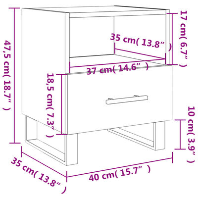 vidaXL Nočné stolíky 2 ks dymový dub 40x35x47,5 cm kompozitné drevo