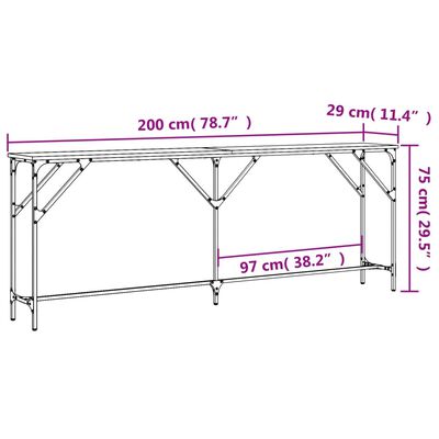 vidaXL Konzolový stolík sivý sonoma 200x29x75 cm kompozitné drevo