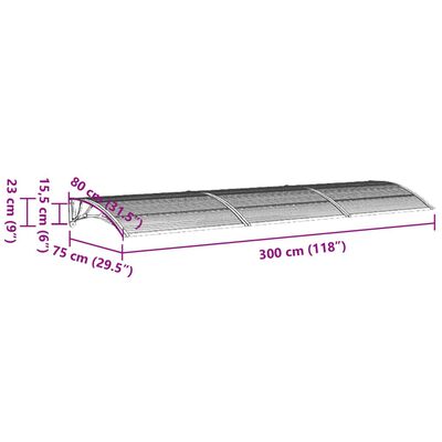 vidaXL Vchodová strieška sivá 300x75 cm polykarbonát