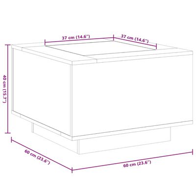 vidaXL Konferenčný stolík+LED, biely 60x60x40 cm, kompozitné drevo