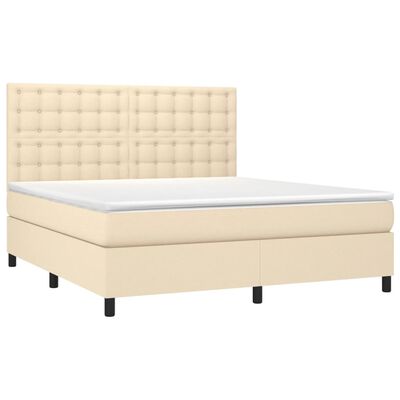 vidaXL Posteľný rám boxspring s matracom krémový 160x200 cm látka