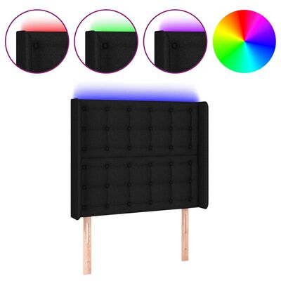 vidaXL Čelo postele s LED čierne 83x16x118/128 cm látka