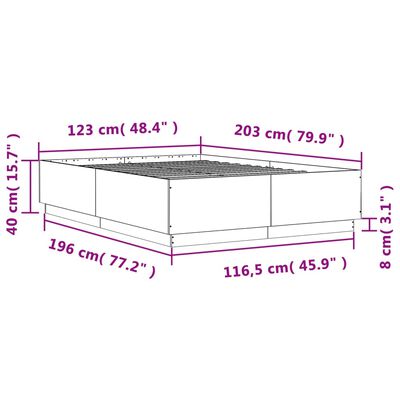 vidaXL Posteľný rám dymový dub 120x200 cm kompozitné drevo