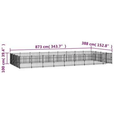 vidaXL Vonkajšia voliéra pre psy oceľová 33,87 m²